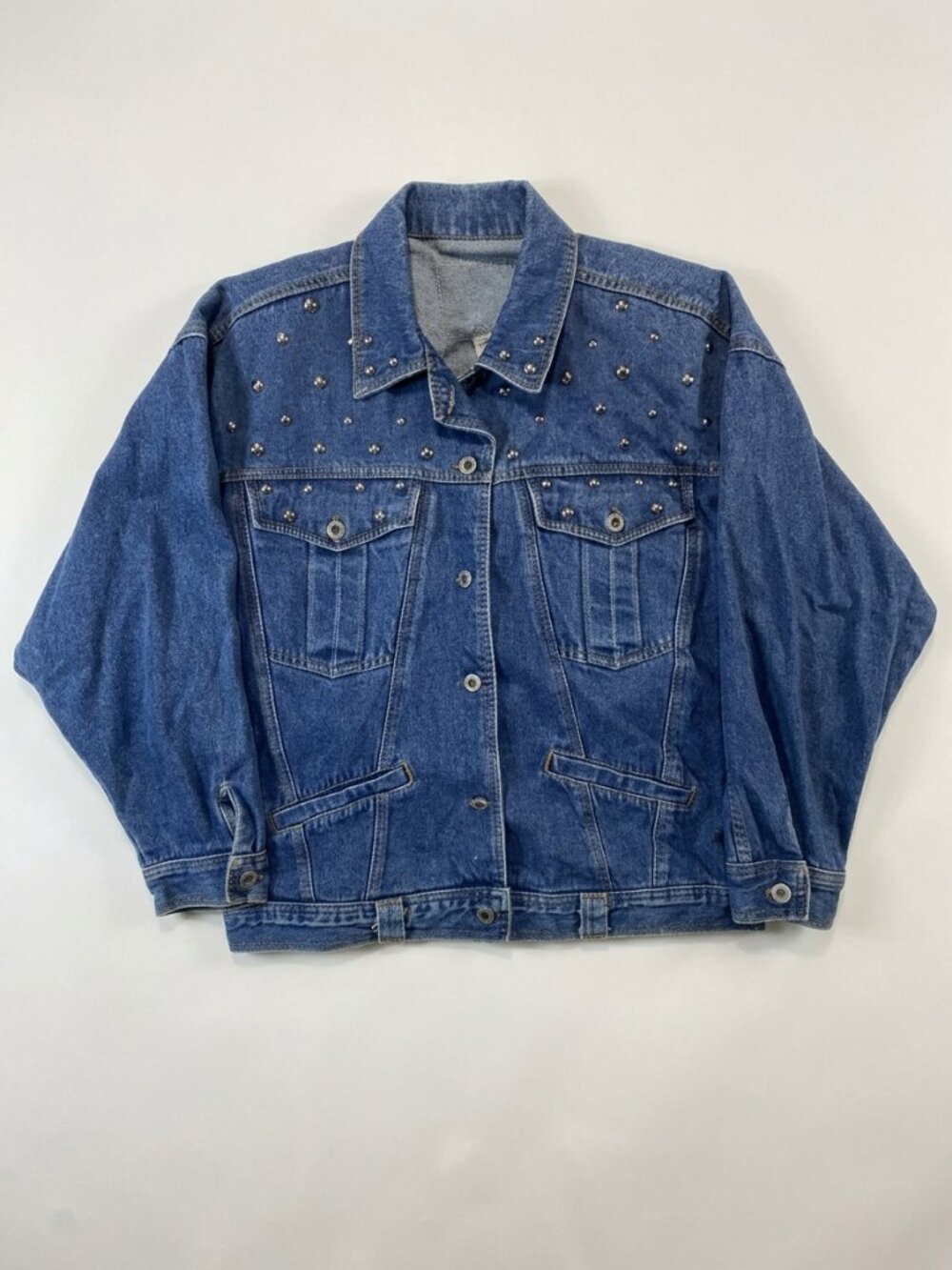 VTG 80s Gitano Studded Denim Jacket M Western Cowgirl Boho Festival Jean Oversiz